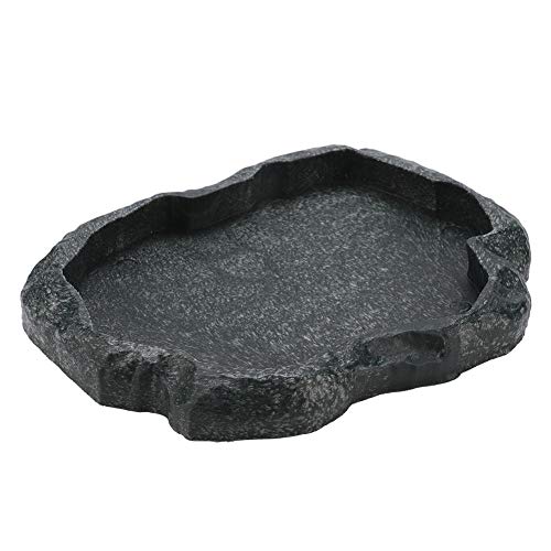 EVTSCAN ABS Resin Durable Reptile Rock Futter- und Wasserschale Futternapf für Schildkröten-Eidechsen(M-Moyu Grün) von EVTSCAN