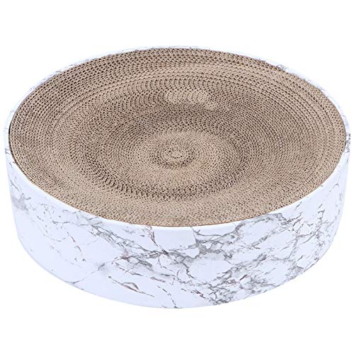 EVTSCAN Cat Scratcher Karton, Pet Round Scratcher Bowl Wellpappe Cat Sleeping Nest Spielzeug Marmor Typ Interaktives Schienenspielzeug von EVTSCAN