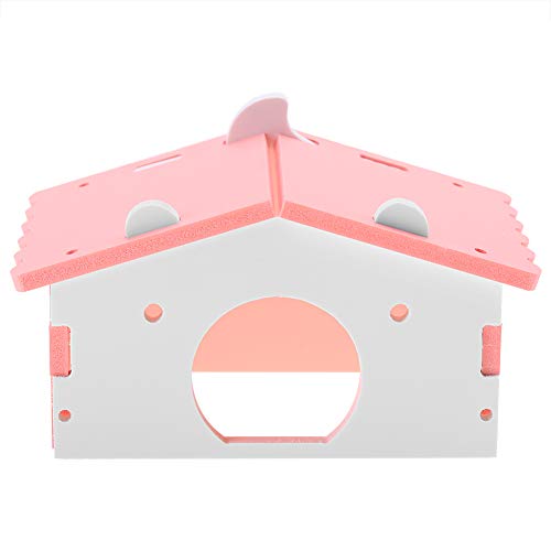 EVTSCAN Hamster Schlafhaus Holz Zusammengebaut Herzförmiges Schrägdach Haus Niedlich Modisch Wasserdicht Hamster Haus 10 x 9 x 10,5 cm(Rosa) von EVTSCAN