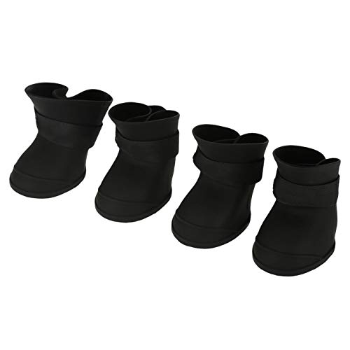 EVTSCAN Hundeschuhe, 4Pcs Pet Dog Cat Regenstiefel Niedliche wasserdichte Silikonstiefel, rutschfeste Schutzschuhe Regenschutz(L黑) von EVTSCAN