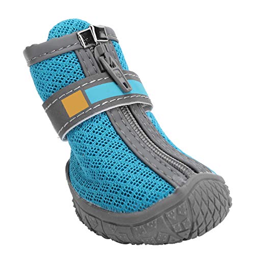 EVTSCAN Hundeschuhe Stiefel, Hund Hund Sommerschuhe Stiefel Stiefeletten mit atmungsaktiven Outdoor-Mesh rutschfeste Gummisohlen verhindern Kratzer lecken(#2-Blauer See) von EVTSCAN