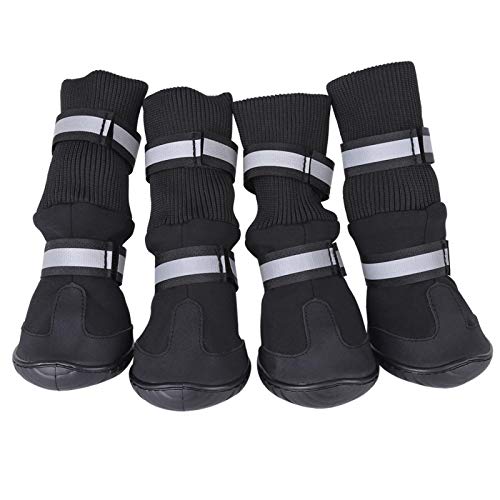 EVTSCAN Hundestiefel wasserdichte Schuhe, 4 Stück/Set Schützende warme Hundestiefel Winter rutschfeste wasserdichte Welpenschuhe Haustierzubehör(XL-Blau) von EVTSCAN