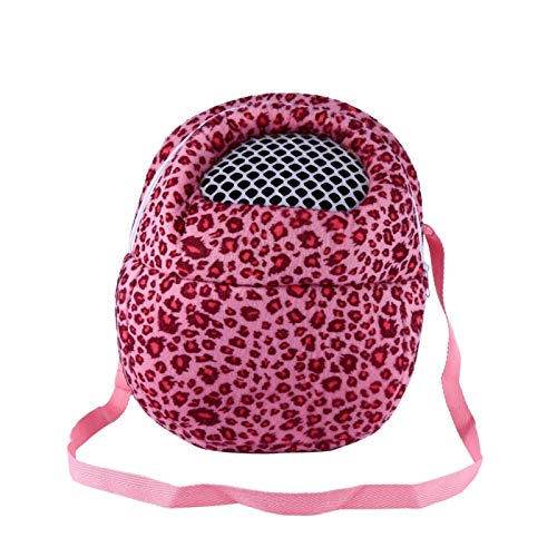 EVTSCAN Kleine Haustiere Tragetasche, ausgehende Taschen Leopard Portable Travel Kleiner Rucksack mit Riemen, Hamsterzubehör(25 * 21CM-Leopardenrosa) von EVTSCAN