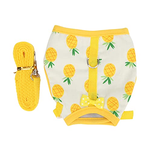 EVTSCAN Mini Pets Vest Geschirr und Leine Set Einstellbar für Meerschweinchen Kleintierbekleidung(L-gelbe Ananas) von EVTSCAN