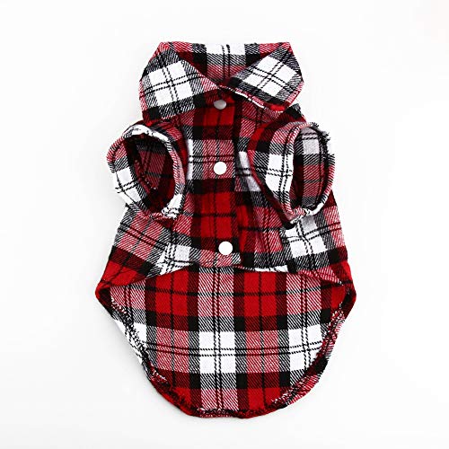 EVTSCAN New Small Pet Dog Puppy Plaid T-Shirt Revers Mantel Katze Jacke Kleidung Kostüm Rot S von EVTSCAN