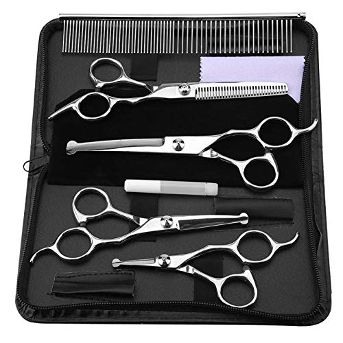 EVTSCAN Pets Grooming Scissors Kit, 7-teilige professionelle Katzenhunde-Haarschneideschere, Pet Grooming Hairdressing Shear Set von EVTSCAN