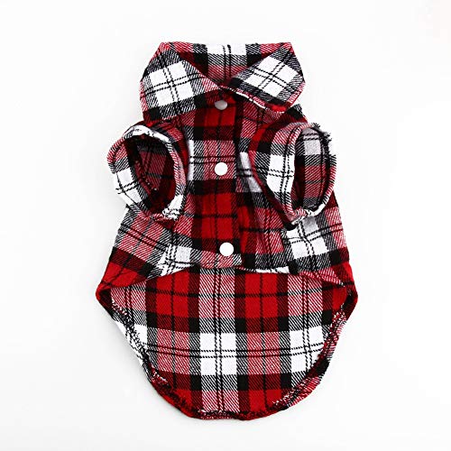 EVTSCAN Puppy Plaid Revers T Shirt, New Small Pet Dog Puppy Plaid T Shirt Revers Mantel Katze Jacke Kleidung Kostüm Rot M von EVTSCAN