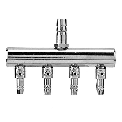 EVTSCAN Splitter-Steuerventil, Edelstahl-Aquarium-Luftstromregelhebelventil Chrom-Kupfer-Verteiler-Aquarium(8转4mm 四孔分流头) von EVTSCAN