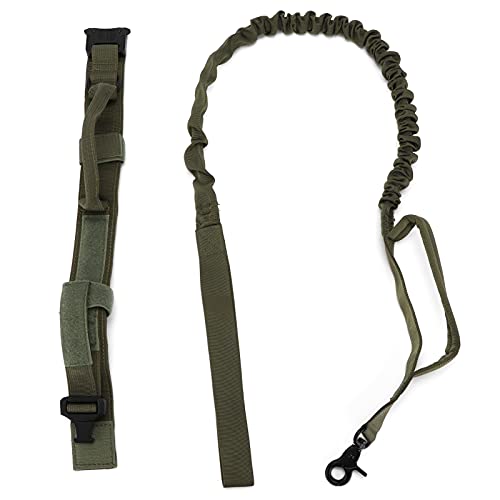 EVTSCAN Verstellbares Hundehalsband- und Leinen-Set, Robustes Nylon, Schnellverschluss-Schnalle, integrierter Griff, Armeegrün, für Outdoor-Training und tägliche Spaziergänge (L) von EVTSCAN