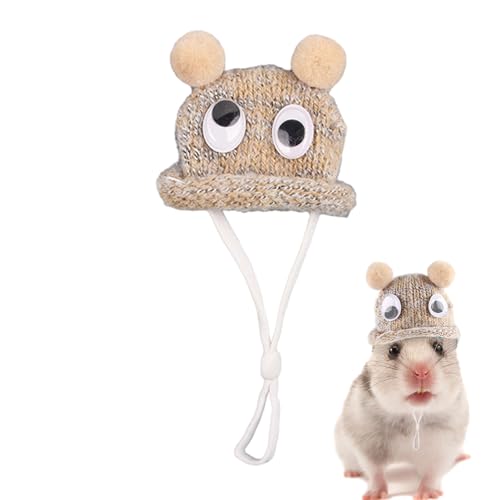 EWFAS Hamstermütze,Hamster-Strickmütze, Mini Handgestrickte Mützen, Weiche, gemütliche kleine Mützen für Meerschweinchen, Hamster, Hasen mit verstellbarem Riemen, weihnachtliche von EWFAS