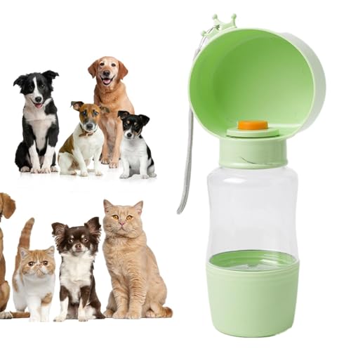 EWFAS Hundewasserflasche - 400 ml Outdoor-Wasserflasche und Futterbehälter für Hunde - Trinkzubehör für Haustiere zum Picknicken, Reisen, Camping, Wandern, Spazierengehen von EWFAS