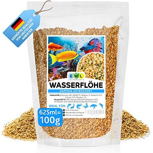 EWL Naturprodukte Wasserflöhe getrocknet, 625ml (100g) Fischfutter Aquarium, Daphnia, Zierfischfutter Aquarium, geprüfte Qualität von deutschem Anbieter EWL von EWL Naturprodukte