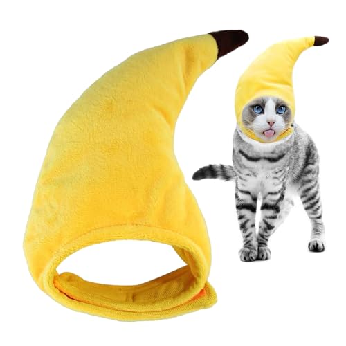 EWOKE Hundebananenkostüm | Entzückende Katzen-Halloween-Mütze - Lustige Halloween-Kleidung, kreativer Bananenhut, verstellbare Haustierkostüme für Katzen, Kätzchen, Welpen von EWOKE