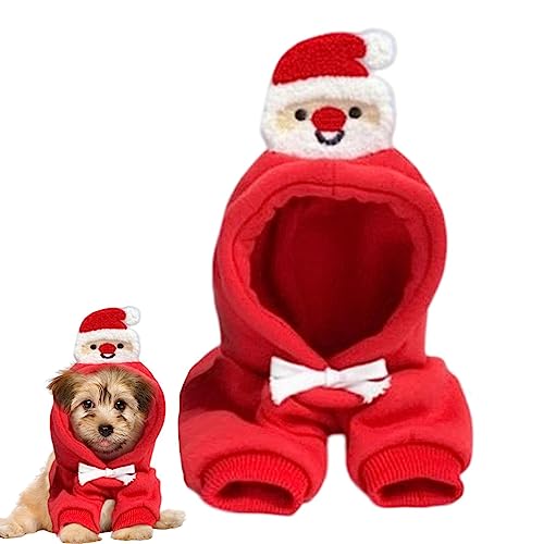 EWOKE Weihnachts-Hunde-Kapuzenpullover,Hunde-Weihnachts-Kapuzenpullover - Warme Mantel-Hundekleidung für Weihnachtsoutfits - Weihnachtskostü für Hunde mit Kapuze, festlich und gemütlich für kleine von EWOKE