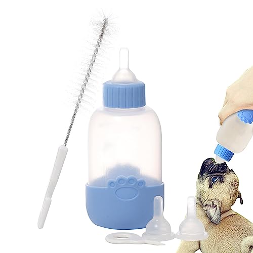 Haustier-Futterflasche, Welpenmilchfutterspender 100 ml, Kätzchen-Flaschen-Futterspender, Milch-Futterspender, lebensmittelechte Babyflasche mit Sauger und Bürste, Zubehör für Neugeborene Ewoke von EWOKE