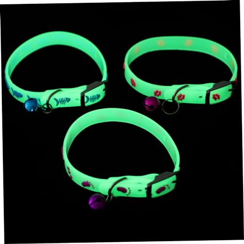 EXAOMBLE 3Pcs Fluoreszierendes Haustierhalsband Hund verstellbare Haustierhalskette Welpe Multi Wurf festlich Dog Collars Anti-Verlust- Kragen Kieselgel Colorful von EXAOMBLE