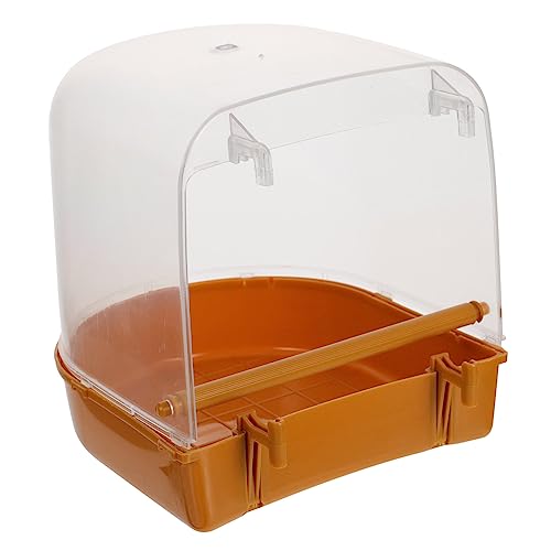 EXAOMBLE Papagei Badewanne Küken Vogel Badewanne Vogelkäfig Papageiendusche Vogel Heizung Vogelhaus Wellensittichbad Badespielzeug Wasserfontäne Wannen Kolibri Brunnen Orange PVC-Material von EXAOMBLE