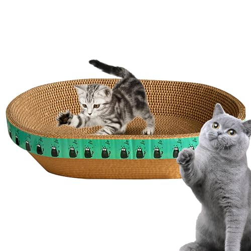 Ovaler Katzenkratzer, Katzen Wasserdicht Kratznest aus Karton, Kitten Entertainment Supplies für Wohnzimmer, Kätzchennest, Schlafzimmer, Spielzimmer, Arbeitszimmer, Balkon Exbert von EXBERT