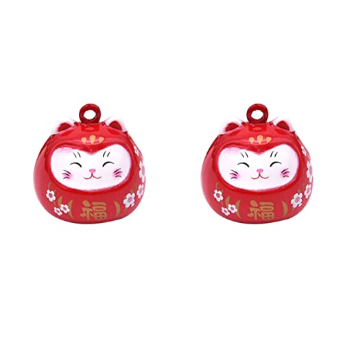 EXCEART 2st Daruma- Glockenanhänger Bulk-Glocken Metallglocken Siegel Kupferglocken Zum Basteln Glücksbringer Für Katzen Japanische Glücksglocke Katzenzauber Ornament Glücklich von EXCEART