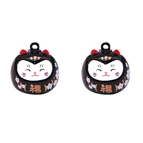 EXCEART 2st Katzenglocken Mini Kupferglocken Zum Basteln Winkende Katze Schlüsselanhänger Katze-Telefon-Charme Daruma- Glocken Basteln Glücksglocken Halsketten-anhänger Tier Amulett von EXCEART