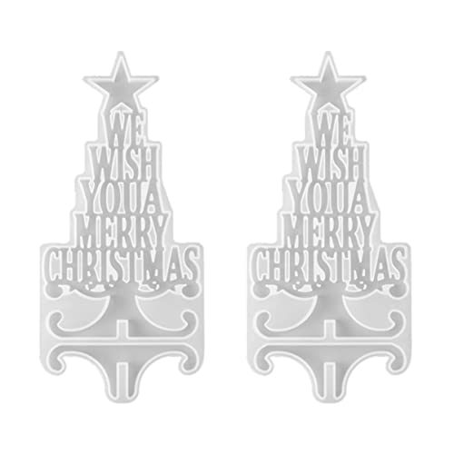 EXCEART 2st Weihnachtsbaumform Weihnachtsbaum-Alphabet-schmuck Silikon Weihnachten Weihnachtscasting Zartes Weihnachtliches DIY Gießformen Aus Harz 3D Empfindlich Anhänger Weiß Kieselgel von EXCEART