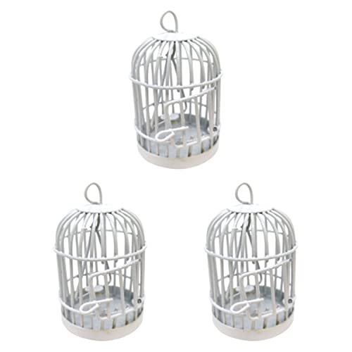 3st Hängendes Käfigspielzeug Mikro Gartenspielzeug Geschenk Hochzeitsvogelkäfig Aus Metall Mikroornamente Für Kleine Räume Vogelkäfig Miniatur Weiß Kleiner Vogelkäfig Zubehör von EXCEART