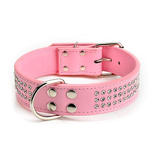 EXCEART Modisches Verstellbares Halsband für Hunde Pu-Strasssteine Legierungsschnalle Passend für Einen Halsumfang Von 45 7–50 8 cm. von EXCEART