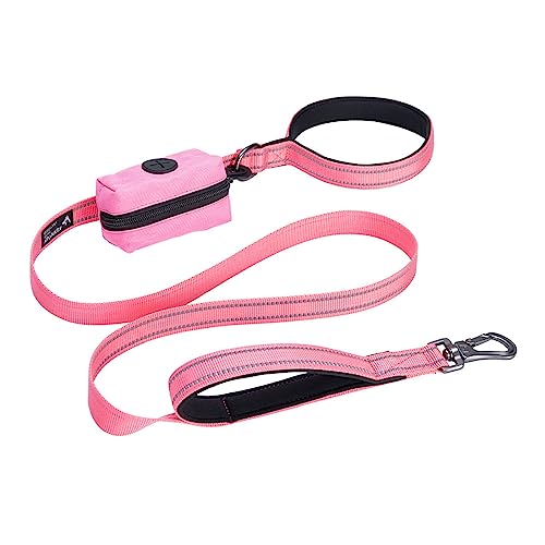 EXCELLENT ELITE SPANKER Reflektierende Nylon Hundetrainingsleine Starke haltbare Hundeleine 5 Fuß lang 1" breit mit Poop Bag Halter für kleine und mittlere Hunde（Rosa） von EXCELLENT ELITE SPANKER