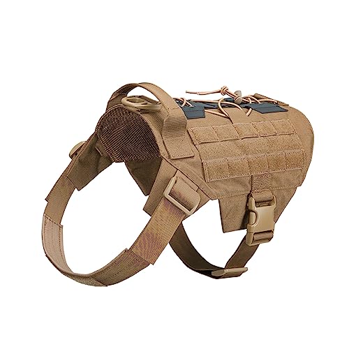 EXCELLENT ELITE SPANKER Hundeweste Taktisches Hundegeschirr Molle für Kleine Mittlere Große Hunde Militärische Atmungsaktiv No Pull Hundegeschirr Für Hundegeschirr Kleine Hunde(Braun-L) von EXCELLENT ELITE SPANKER