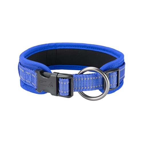 EXCELLENT ELITE SPANKER Klassisches Hundehalsband, PU-Material, Haustierhalsband mit Schnalle, verstellbar, für kleine, mittelgroße und große Hunde, Spazierengehen, Training, Schwarz, Rot, Blau (Blau, von EXCELLENT ELITE SPANKER