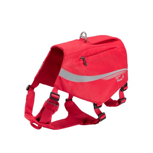 EXCELLENT ELITE SPANKER Y-förmiger reflektierender Hunderucksack mit Henkeltaschen Keine Zug-D-Ringe Leichte Wanderausrüstung für Hunde Jagd Camping Reisen（RED） von EXCELLENT ELITE SPANKER