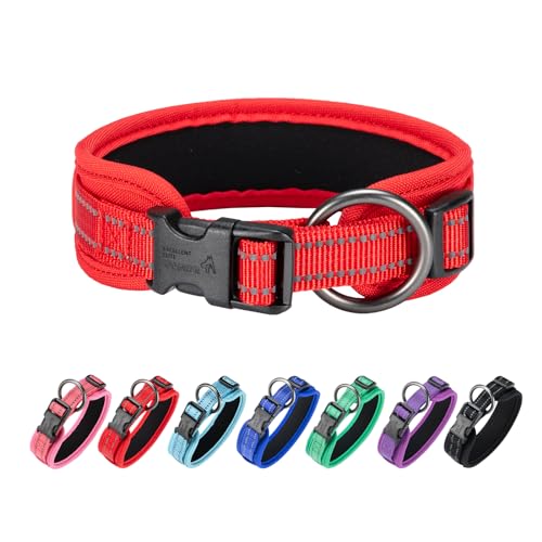 EXCELLENT ELITE SPANKER Premium Hundehalsband Ultra Comfort gepolstertes Hundehalsband mit Schnellverschluss Super einstellbar für alle Rassen(RED-XL) von EXCELLENT ELITE SPANKER