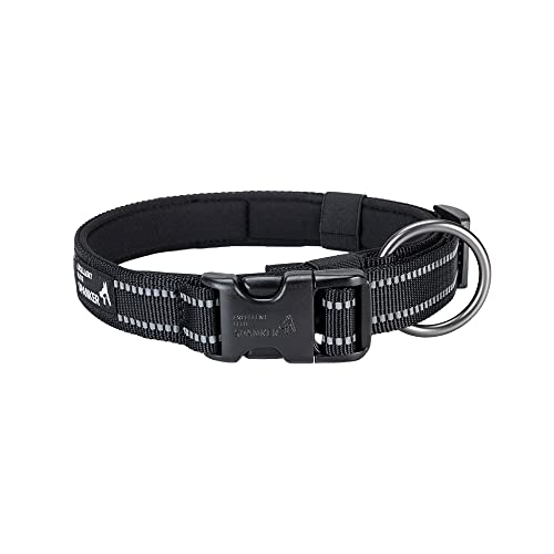 EXCELLENT ELITE SPANKER Reflektierendes Hundehalsband mit Sicherheitsverschluss, Verstellbares Nylon Hundehalsband für Kleine, Mittlere und Große Hunde(S, BLK) von EXCELLENT ELITE SPANKER