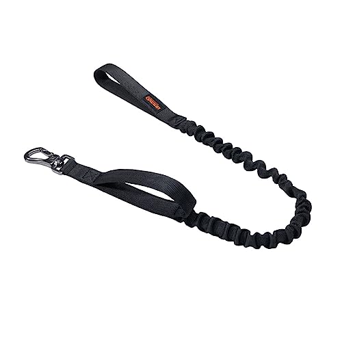 EXCELLENT ELITE SPANKER Taktische Bungee-Hundeleine Elastische Leine mit 2 gepolsterten Haltegriffen für kleine und mittlere Hunde(BLK) von EXCELLENT ELITE SPANKER