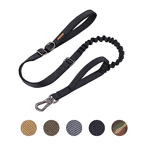 EXCELLENT ELITE SPANKER Taktische Bungee Hundeleine Hundeleine Taktisch Militärisch verstellbare Polizei Hund Leine Elastisches Leinenseil mit 2 Griffen(BLK) von EXCELLENT ELITE SPANKER