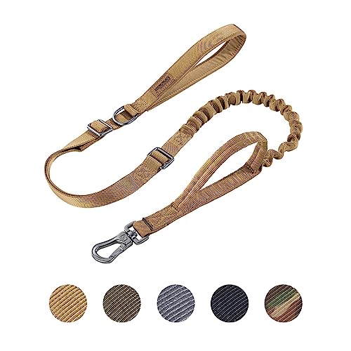 EXCELLENT ELITE SPANKER Taktische Hundeleine Heavy Duty 5-6FT einstellbar kein Zug Militär Bungee Hundeleine elastische Leinen Seil mit 2 gepolsterte Kontrolle Griff für mittlere große Hund(COB) von EXCELLENT ELITE SPANKER