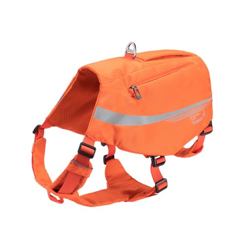 EXCELLENT ELITE SPANKER Y-förmiger, reflektierender Hunderucksack mit Grifftaschen, kein Ziehen, D-Ringe, leichte Wanderausrüstung für Hunde, Jagd, Camping, Reisen (Orange) von EXCELLENT ELITE SPANKER