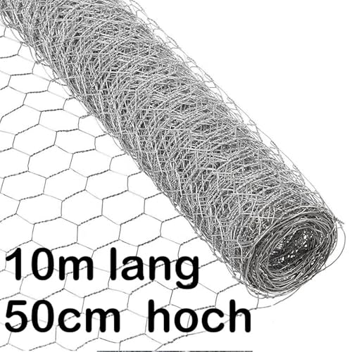 Sechseckdraht, Länge 10m, Höhe 50cm, Maschenweite 25mm, Farbe verzinkt für Hühner Gehege oder Hasenstall oder Bastelarbeiten von EXCOLO