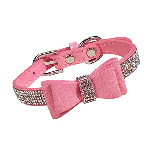 EXHUMKY 1 Satz Diamanthalsband Für Haustiere Led-hundehalsband Whippet Hund Kabel Und Pflock Ausbinden Handhaben Welpe Krawatte Halter Hundehalsbänder Für Mittelgroße Hunde Mikrofaser Rosa von EXHUMKY