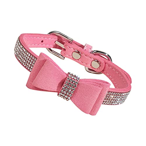 EXHUMKY 1 Satz Diamanthalsband für Haustiere Welpenmarke Hundehalsband Mädchen Trainingskragen pet Supplies haustierbedarf militärisches hundehalsband Halsband für Hund Mikrofaser Rosa von EXHUMKY