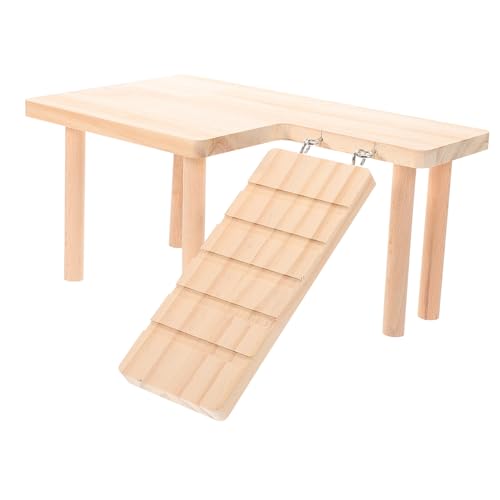 EXHUMKY Holzplattform Für Hamster 1 Set Hamster Mit Rampe Tierkäfig Zubehör Holzstand Für Kleinen Nager Ideal Für Das Klettern Und Im Käfig von EXHUMKY