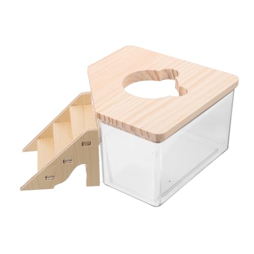 EXHUMKY 1 Satz Hamsterbad-Sandkasten Becher Sandbadset für Hamster Strand Heu Hamstertoilette Hamster Badewanne Hamsterbadewanne Sandbadbehälter für Hamster Sperrholz Transparent von EXHUMKY