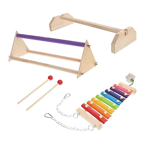 EXHUMKY 1 Set Hühnerstange Mit Xylophon Vogel Stehender Rack Holzständer Hühnerspielzeug von EXHUMKY