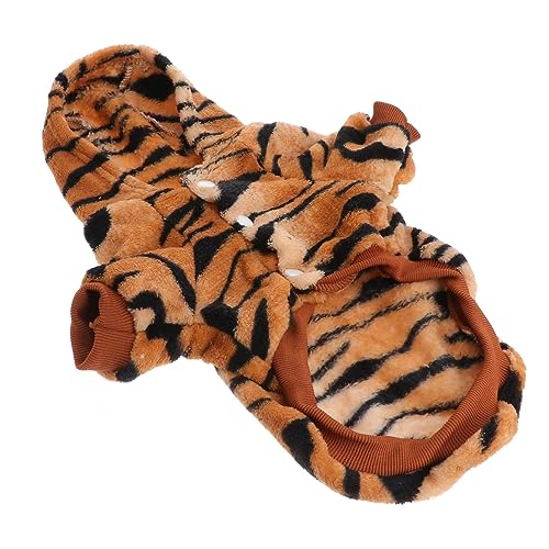 EXHUMKY 1stk Tiger-verwandlungs-Outfit Hunde-Cosplay-Mantel Für Katzen Warmer Hundemantel Hundeperücke Kostü Winter-Haustier-Outfit Träger Welpe Haustierbedarf Hunde-Hoodie Fussel Flanell von EXHUMKY