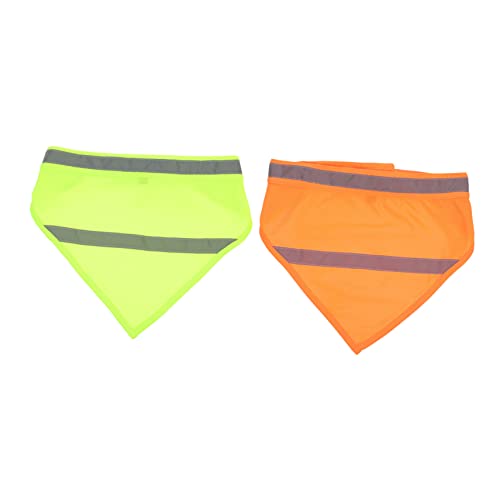 EXHUMKY 2 Stücke Reflektierende Hund Bandana Schal Für Haustier Neon Streifen Nacht Sichtbarkeit Hund Halstuch Zufällige Farbe von EXHUMKY