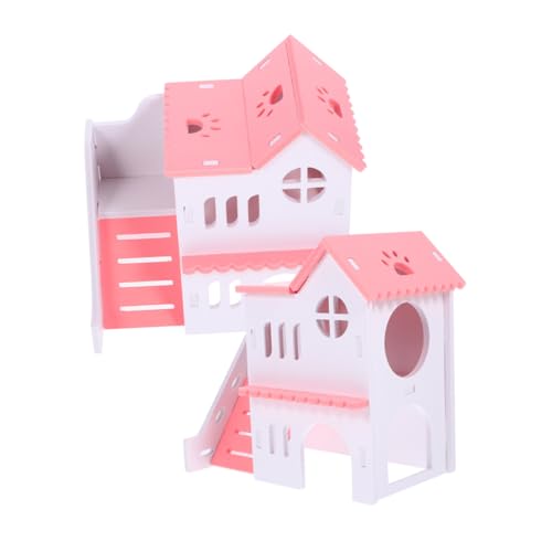 EXHUMKY 2St Hamster Doppel Villa Hamsterhaus Meerschweinchen Hamsterkäfig Rattenfalle Käfige coop Hamster Spielplatz nagerhaus dekoratives Rattenversteck Hamsterhäuser, Villenverstecke PVC von EXHUMKY