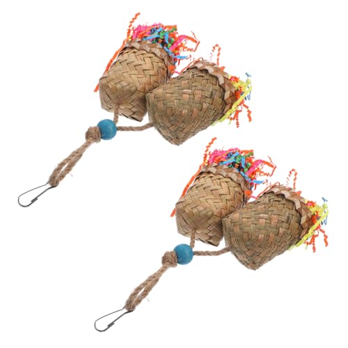 EXHUMKY 2St Papagei gebürstettes Holz holzspielzeug Vogel Foraging Bird Toys beheizte Vogelstange Hühnerfutter Papageienspielzeug Papagei Kauspielzeug hölzern von EXHUMKY