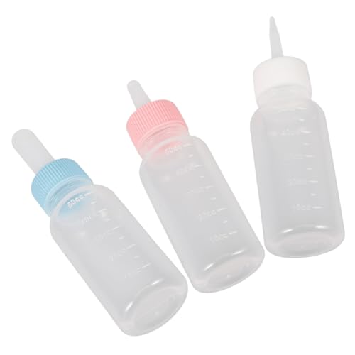 EXHUMKY 3 Teiliges Haustierflaschen Set Für Kätzchen, Milchflasche Für Kätzchen, Welpen, Fütterungsflasche Für Kätzchen, Kleine Haustier Fütterungsflasche, Flasche Für Neugeborene, von EXHUMKY