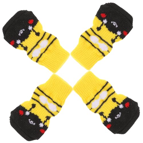 EXHUMKY 4 Stück Haustier Socken Hundesocke Hundepfotenreiniger Hundekegelhalsband Hundepfotenbalsam Hundeunterlage Hundeschuhe Grip-socken Hundehose Verhindern Baumwolle Yellow von EXHUMKY