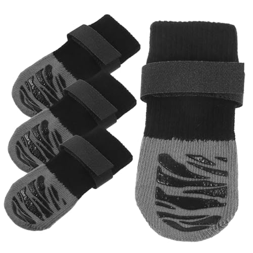 EXHUMKY 4 Stück Haustier Socken Hundesocke Waschbarer Pfotenschutz Auswechselbarer Hundepfotenschutz Pfotenschützer Für Kleine Hunde Atmungsaktive Wintersocken Socken Für Hund Nylon von EXHUMKY